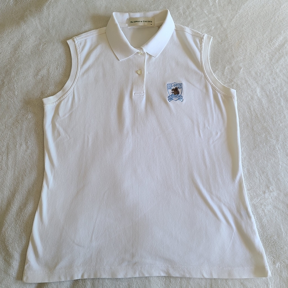 Fairway & Greene 2007 U.S Open Oakmont Cotton White polo tank Women's Size M